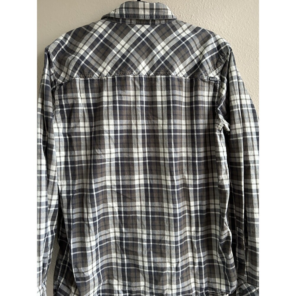 511 Tactical Shirt Mens Sz L  Plaid Snap White, Gray, Brown Multicolor - Picture 2 of 5